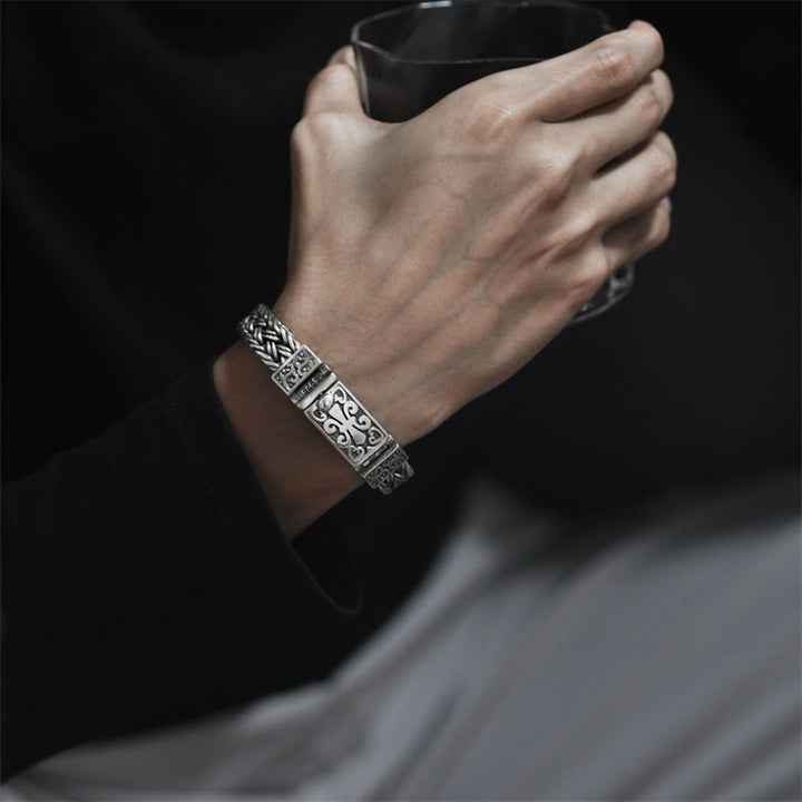 Bransoletka z plecionego łańcucha uzdrawiającego z Buddha Stones w stylu retro winorośli