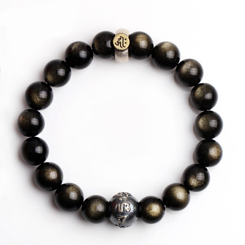 Buddha Stones Chiński Zodiak Natal Budda Obsydian Oczyszczająca Bransoletka