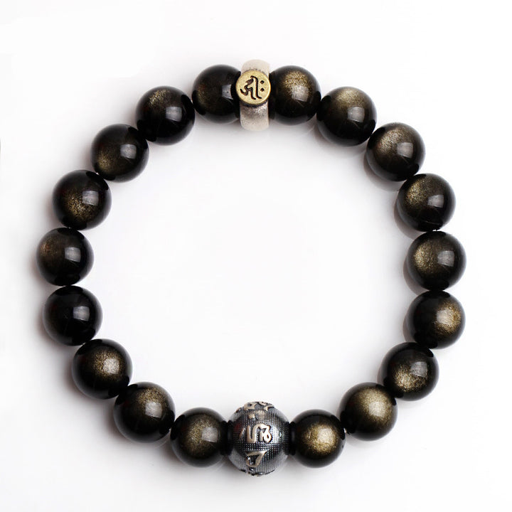 Buddha Stones Chiński Zodiak Natal Budda Obsydian Oczyszczająca Bransoletka