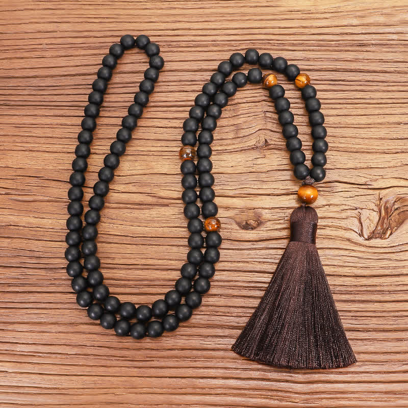Buddha Stones 108 Mala Koraliki Mrożone Kamień Tygrysie Oko Równowaga Bransoletka Naszyjnik Wisiorek