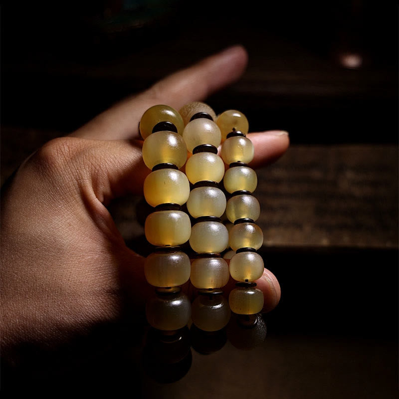 Buddha Stones Ręcznie Robione Tybetańskie Rogi Owcze Om Mani Padme Hum Bransoletka Pomyślności