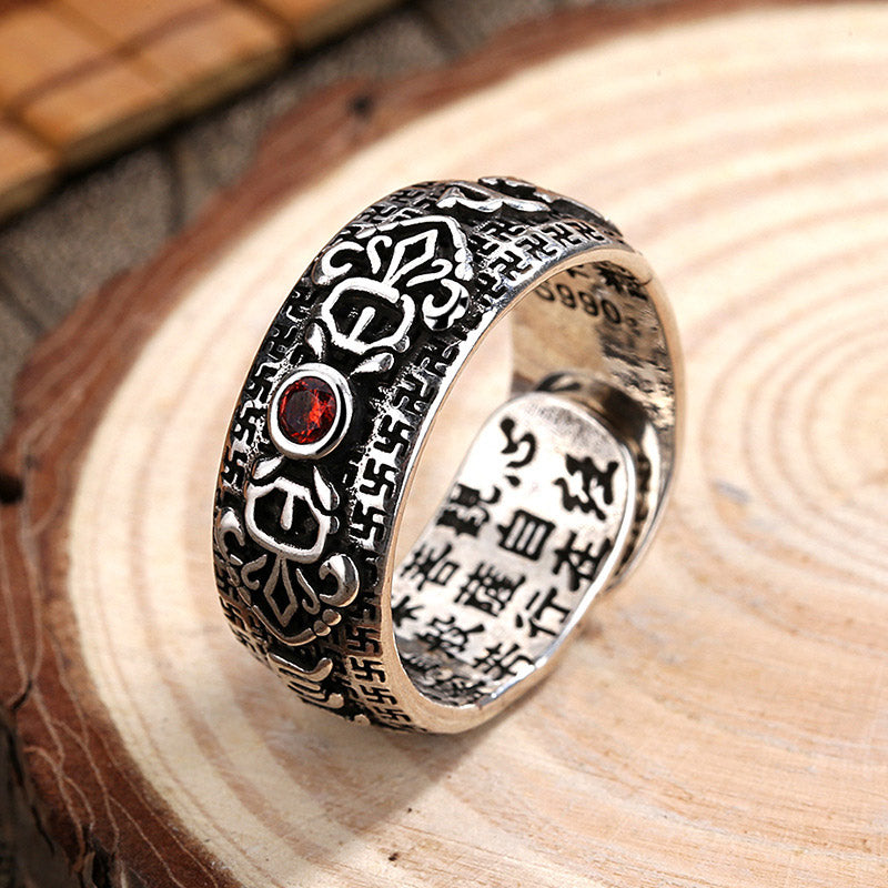 Genstone PiXiu Feng Shui Żaba Vajra Dorje Heart Sutra Bogactwo Regulowany Pierścień