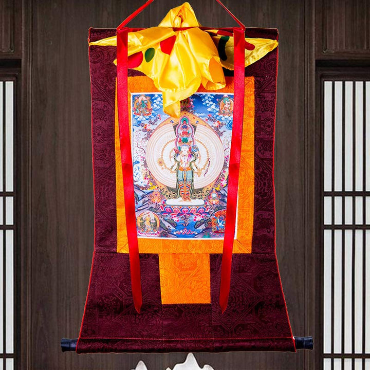 Buddha Stones Tybetańskie Tysiącręki Awalokiteśwara Oprawione Thangka Błogosławieństwo Dekoracja - image 8