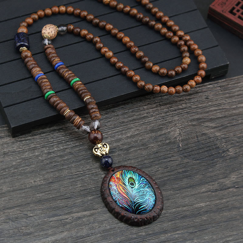 Buddha Stones Tybetańskie Drewno Wenge Bodhi Nasiona Agat Naszyjnik Ochrona Słonia Wisiorek