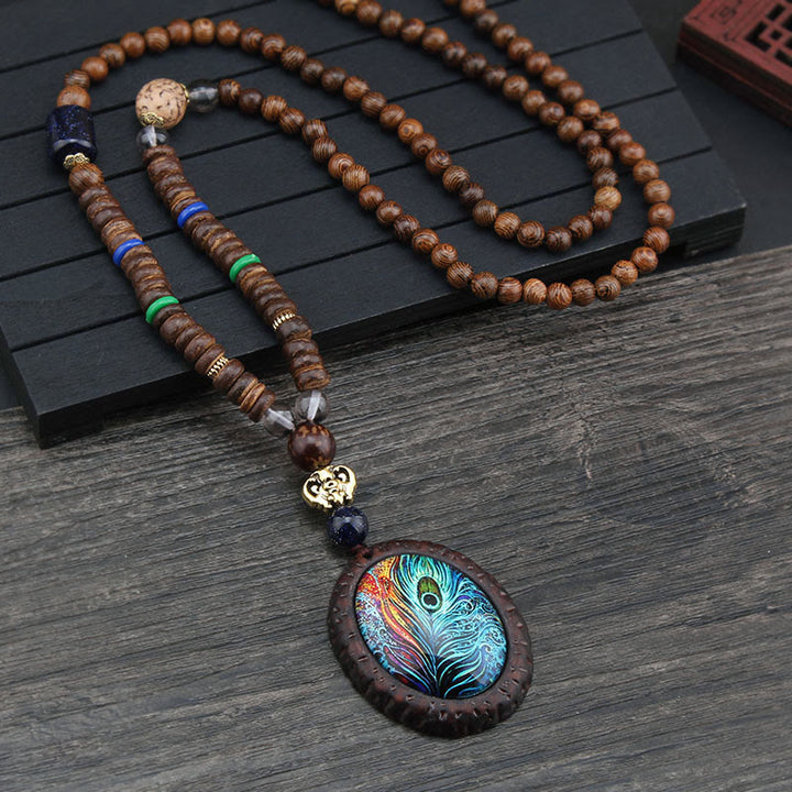 Buddha Stones Tybetańskie Drewno Wenge Bodhi Nasiona Agat Naszyjnik Ochrona Słonia Wisiorek
