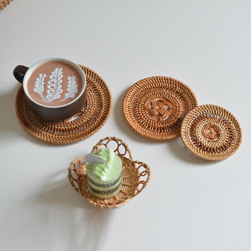 Ceramiczny Kwiatowy Wzór Rattanowy Podkładka Pod Kubek Pod Filiżankę - image 1