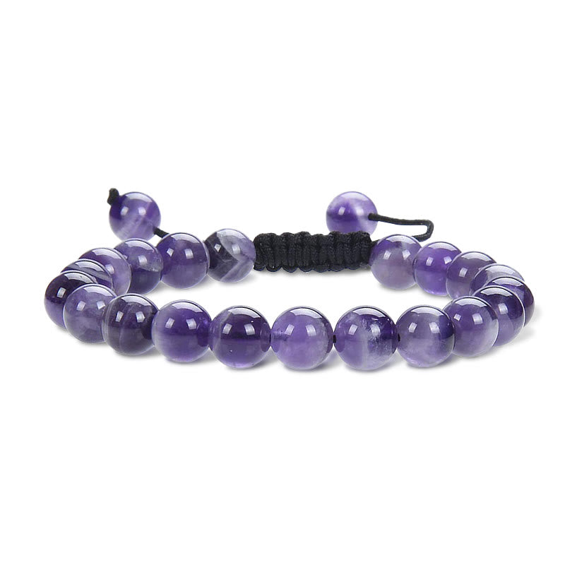 Buddha Stones Naturalna moc uzdrawiania Kamień szlachetny Kryształowe koraliki Unisex Regulowana bransoletka makrama - Ametyst - image 0