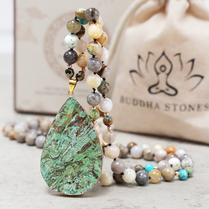 Buddha Stones Naturalny Ocean Picasso Jasper Koralikowy Naszyjnik Uzdrawiający
