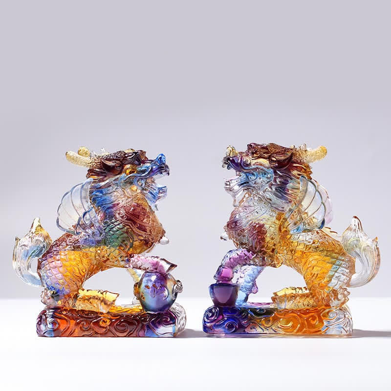 Feng Shui Kirin ręcznie robiony kryształowy element sztuki Liuli Fortune Home Office Decoration
