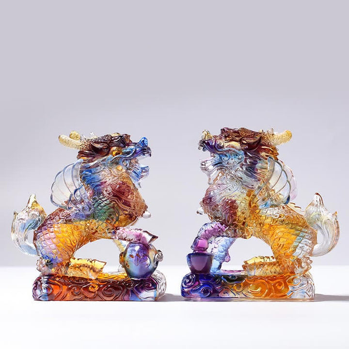 Feng Shui Kirin ręcznie robiony kryształowy element sztuki Liuli Fortune Home Office Decoration