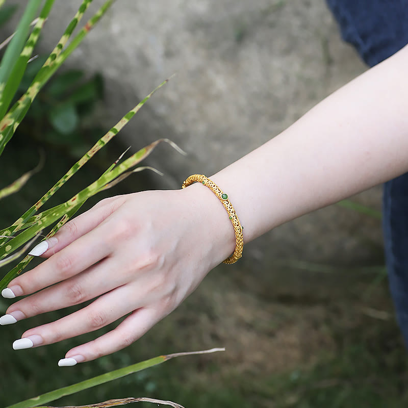Buddha Stones Cyjan Jade Miedź Pomyślne Chmury Spokojna Uzdrawiająca Bransoletka Bangle