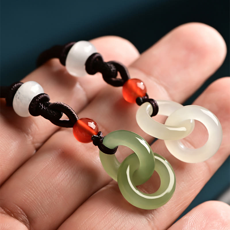 Buddha Stones Naturalny Hetian Cyan Jade Biały Jade Podwójna Klamra Pokoju Naszyjnik Sukces Wisiorek - image 9