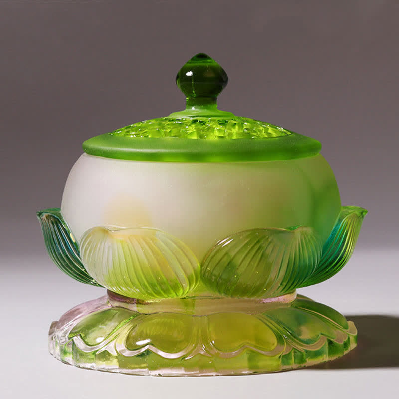 Feng Shui Lotus Ręcznie robiony kryształ Liuli Dzieło sztuki Domowe Biuro Oferta Dekoracja - image 16