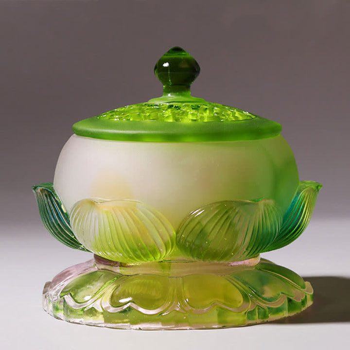 Feng Shui Lotus Ręcznie robiony kryształ Liuli Dzieło sztuki Domowe Biuro Oferta Dekoracja - image 16