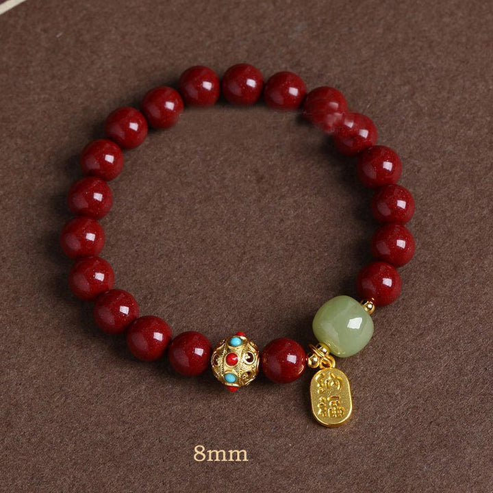 Bransoletka z Buddha Stones Cinnabar Green Aventurine Fortune Protection Charm