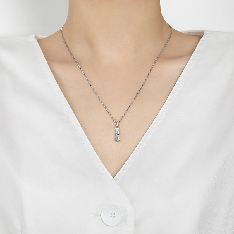 Buddha Stones Chalcedon Bambus Wzór Harmony Naszyjnik Wisiorek