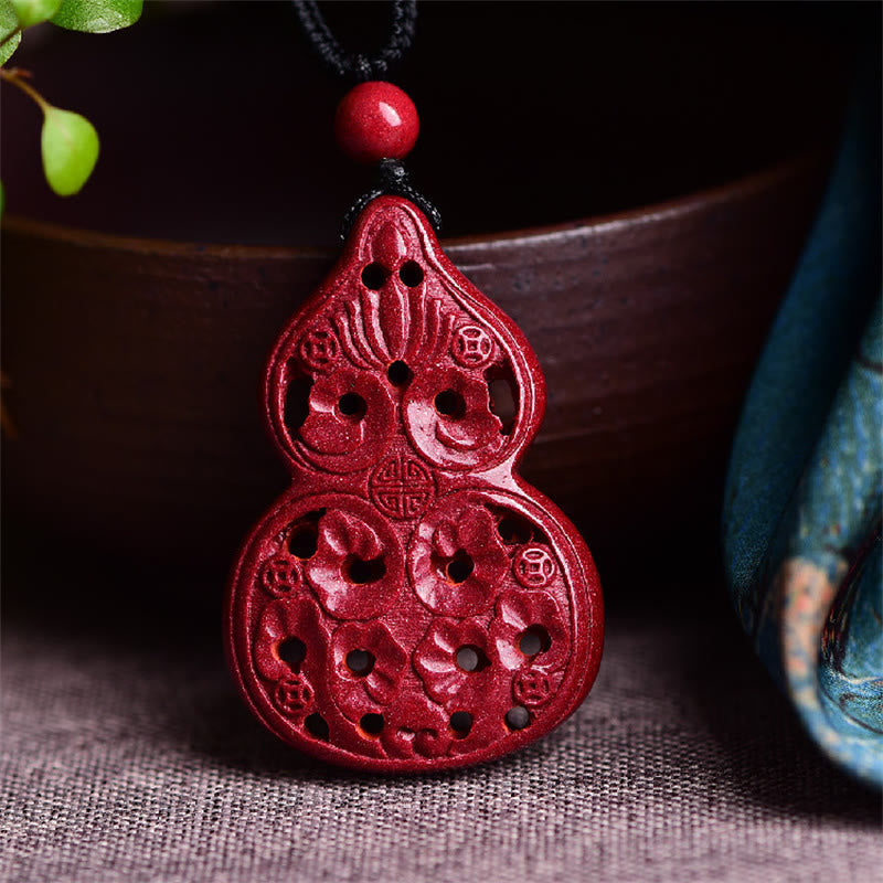 Buddha Stones Śmiejący się Budda Yin Yang Chiński Zodiak Tykwa Naturalny Cynober Błogosławieństwo Naszyjnik Wisiorek - Tykwa 38*25*7mm - image 22