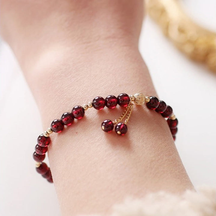 Bransoletka Buddha Stones 14K Gold Natural Garnet Calm