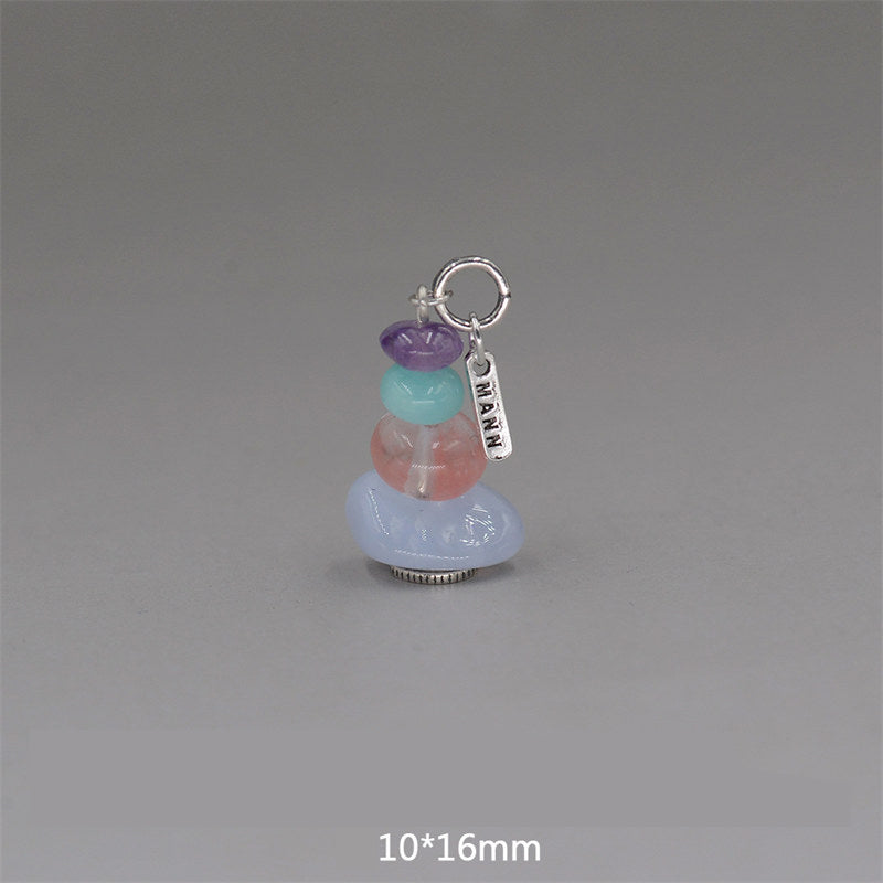 Buddha Stones Zen Cairn Labradorite Różne Kryształy Spokojny Wisiorek Naszyjnik - Wisiorek z ametystu, amazonitu i niebieskiego chalcedonu 10*16mm - image 26
