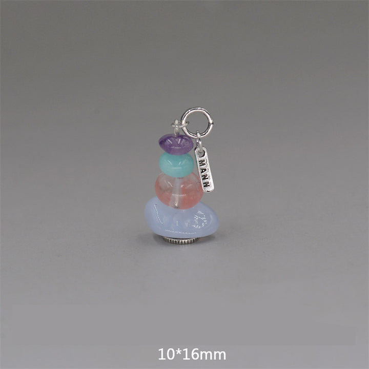 Buddha Stones Zen Cairn Labradorite Różne Kryształy Spokojny Wisiorek Naszyjnik - Wisiorek z ametystu, amazonitu i niebieskiego chalcedonu 10*16mm - image 26