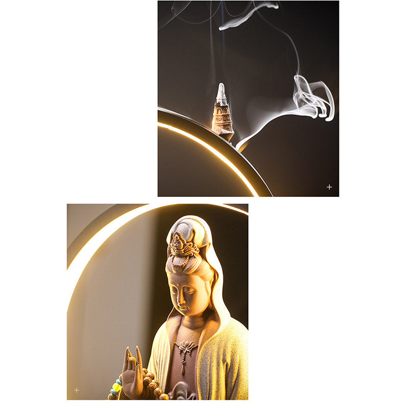 Buddha Stones Budda Awalokiteśwara Ceramiczny Lotos Relaksacyjny Kadzielnica Dekoracja - image 15