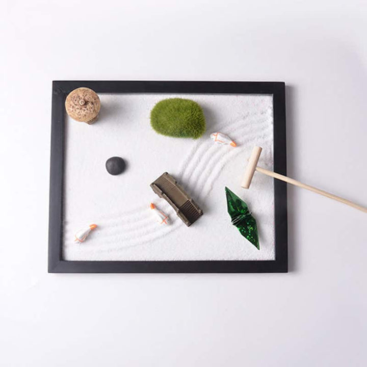 Buddha Stones Ryby Koi Mały Most Trawa Krajobraz Pokój Medytacja Zen Dekoracja Ogrodowa