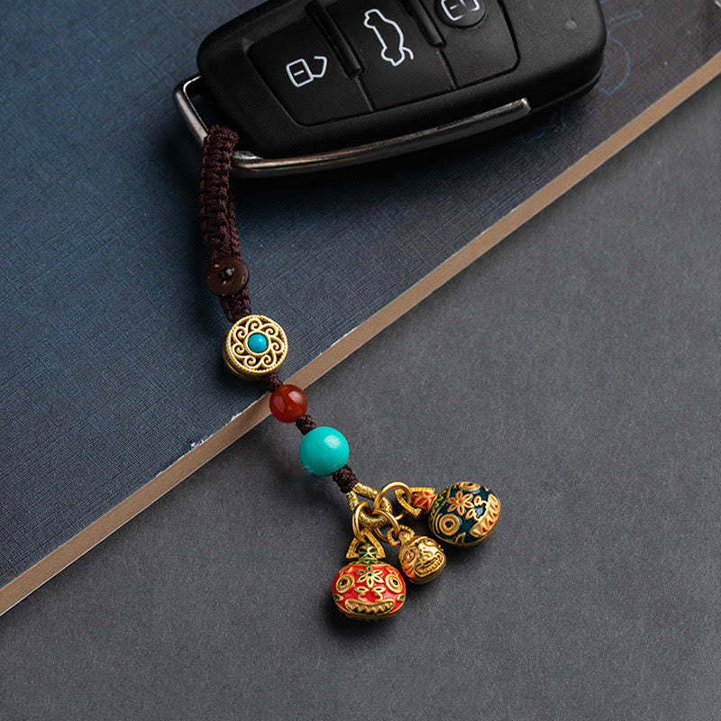Buddha Stones Złoto Połykanie Bestii Rodzina Szczęście Samochód Brelok Telefon Wiszący Dekoracja