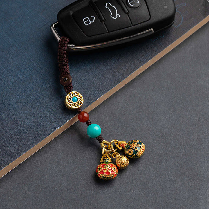 Buddha Stones Złoto Połykanie Bestii Rodzina Szczęście Samochód Brelok Telefon Wiszący Dekoracja