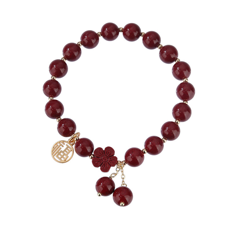 Bransoletka z błogosławieństwem kwiatów wiśni z Buddha Stones w kształcie cynobru Fu