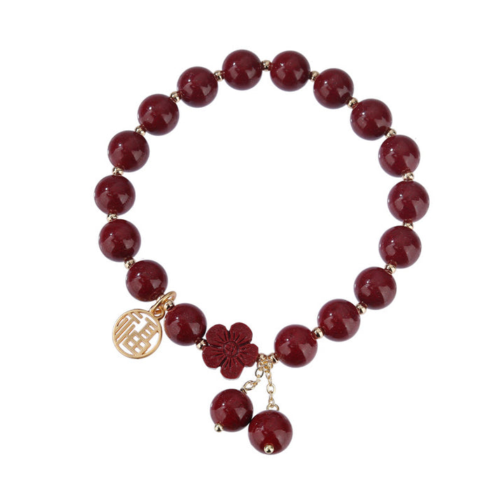 Bransoletka z błogosławieństwem kwiatów wiśni z Buddha Stones w kształcie cynobru Fu