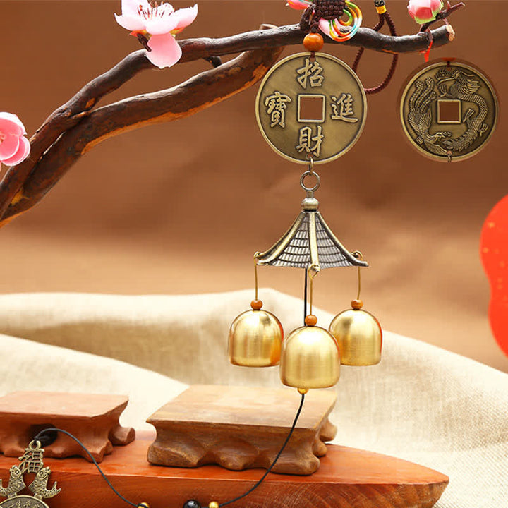 Feng Shui Miedziana Moneta Koi Ryba Bagua Kirin Dzwon Wiatrowy Dzwon Szczęścia Dekoracja Ścienna - Przyciąganie bogactwa i skarbów - image 0