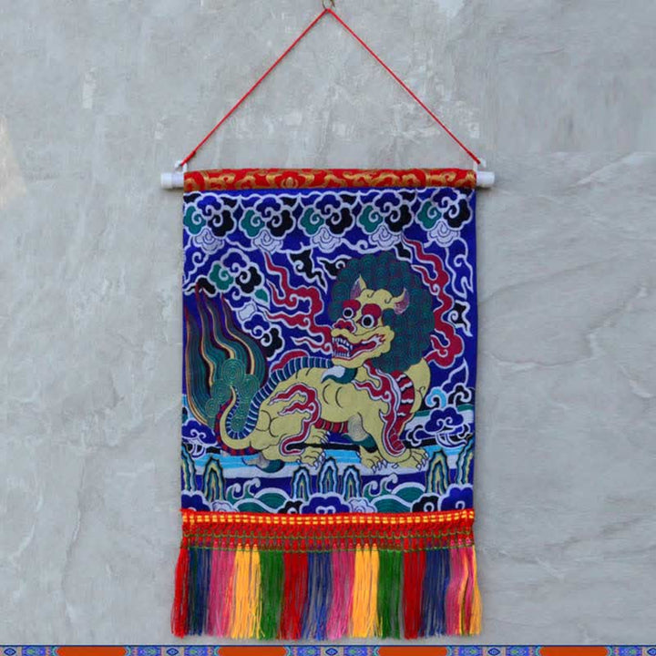 Feng Shui Kirin Duchowa Kolorowa Ścienna Sztuka Tassel