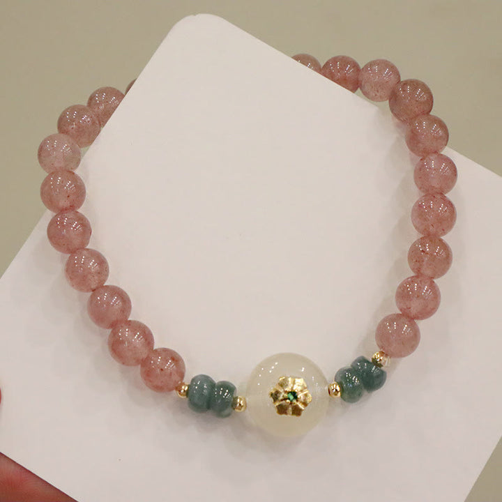 Bransoletka lecznicza Buddha Stones Natural Truskawkowy Kwarc Chalcedon Jade