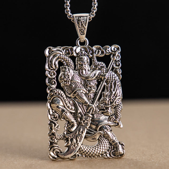 Buddha Stones Guan Gong Smok Pomyślne Chmury Bogactwo Naszyjnik Wisiorek