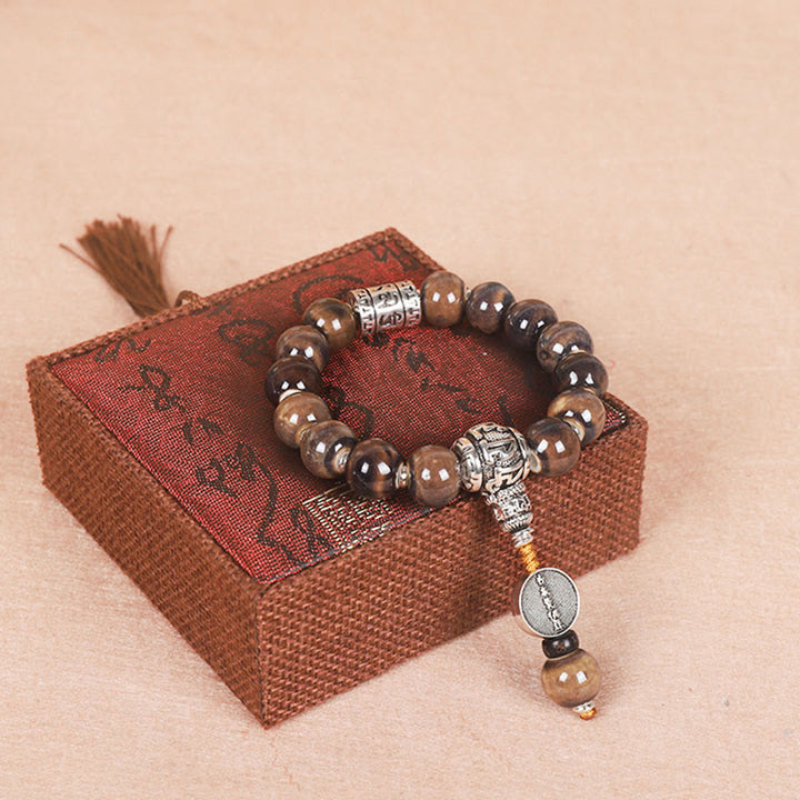 Buddha Stones Tybet Om Mani Padme Hum Koło Modlitewne Dorje Vajra Grawerowane Szklane Koraliki Bransoletka Mądrości