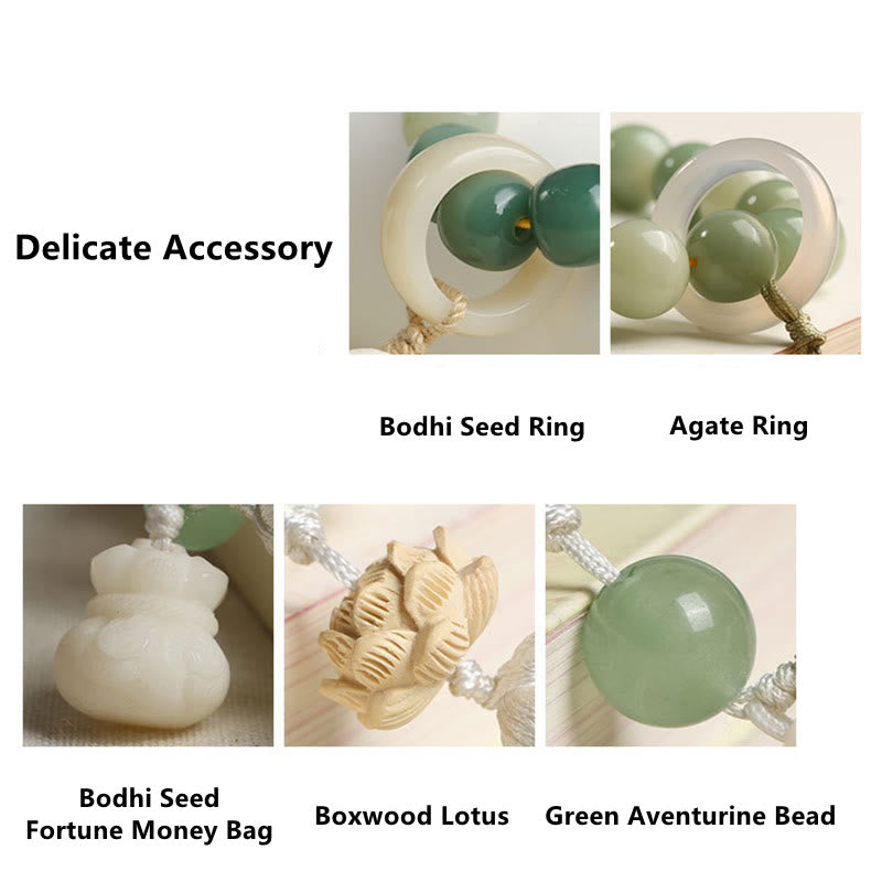 Buddha Stones Naturalny Gradient Bodhi Nasiona Fortuny Pieniądze Worek Lotos Mądrość Tassel Nadgarstek Mala
