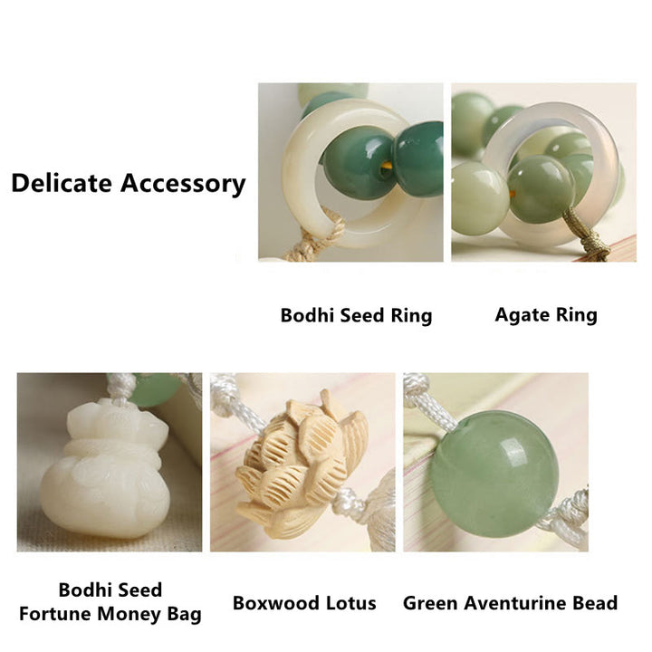 Buddha Stones Naturalny Gradient Bodhi Nasiona Fortuny Pieniądze Worek Lotos Mądrość Tassel Nadgarstek Mala
