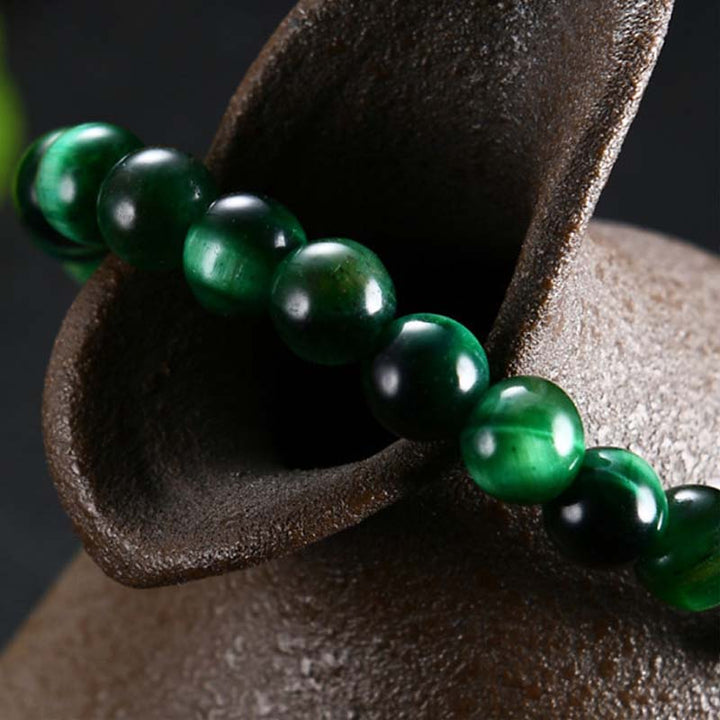 Bransoletka wzmacniająca z Buddha Stones Natural Green Tiger Eye