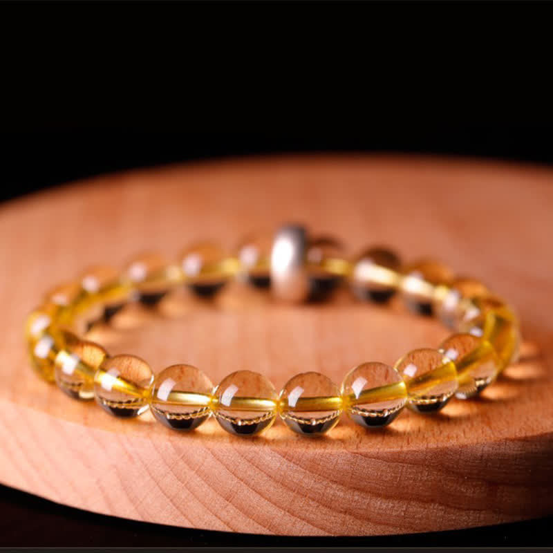 Bransoletka ochronna ze srebra próby 925 z chińskim znakiem zodiaku Natal Buddha i cytrynem