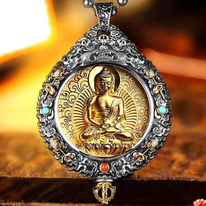 Buddha Stones Chiński Zodiak Natal Budda Thangka Dziewięć Pałaców Osiem Diagramów Bogactwo Obrotowy Naszyjnik Wisiorek - image 1
