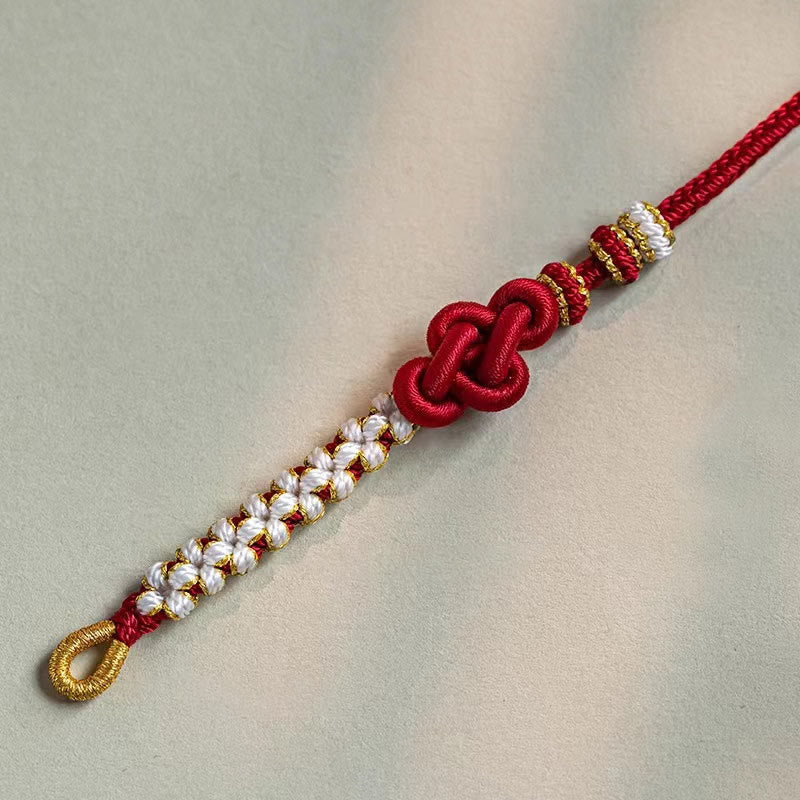 Buddha Stones Ręcznie Robione Prawdziwa Miłość Węzeł Brzoskwiniowy Kwiat Charm Bransoletka Szczęścia Sznur