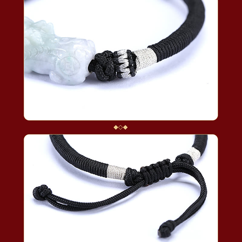 Bransoletka z plecionego sznurka z Buddha Stones wykonana ręcznie z naturalnego jadeitu PiXiu Luck Prosperity