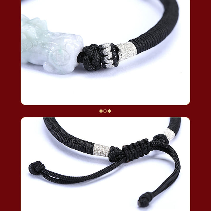 Bransoletka z plecionego sznurka z Buddha Stones wykonana ręcznie z naturalnego jadeitu PiXiu Luck Prosperity