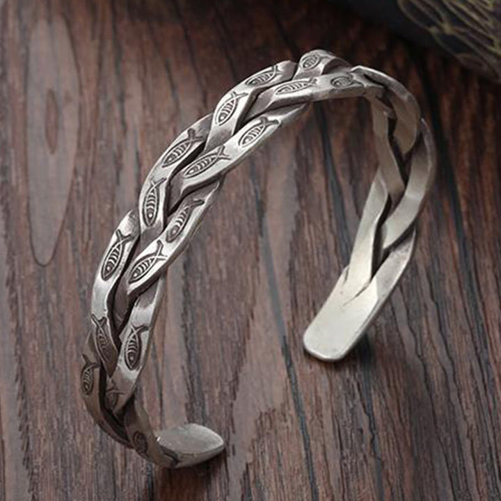 Buddha Stones Koi Ryba Skręcony Projekt Szczęście Bogactwo Mankiet Bransoletka Bangle