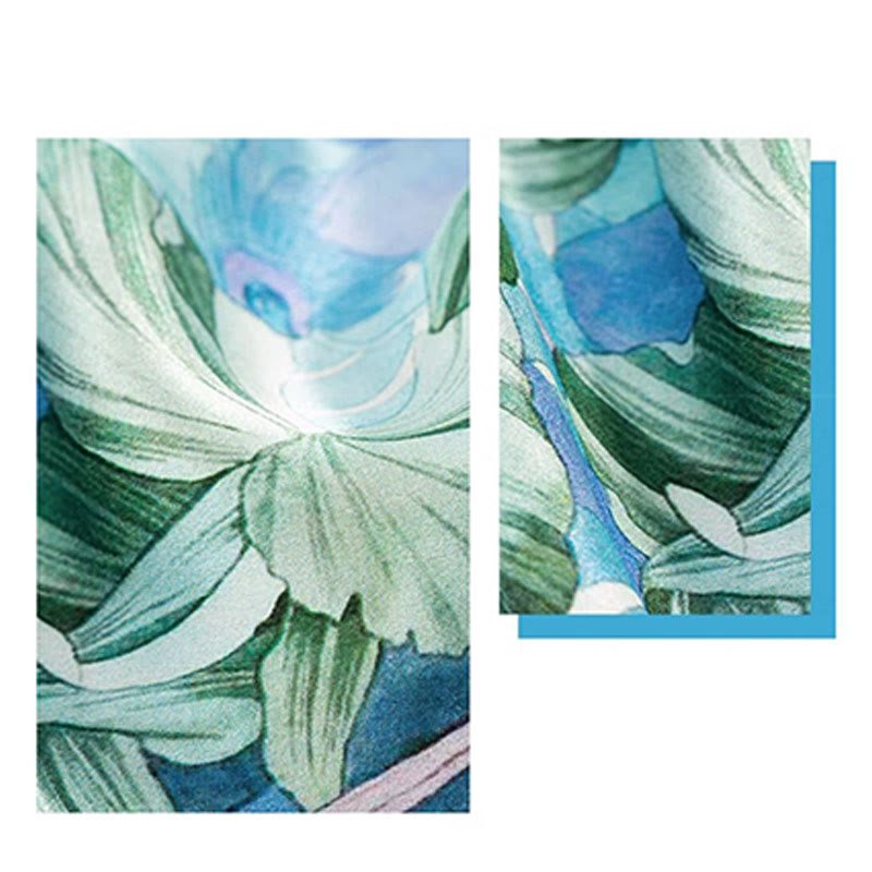 Kamienie Buddha Stones Dżungla Olej Malarstwo Pomyślne Chmury 100% Jedwabny Szalik Morwowy Premium Grade 6A Dwustronny Jedwabny Szalik na Szyję - image 13