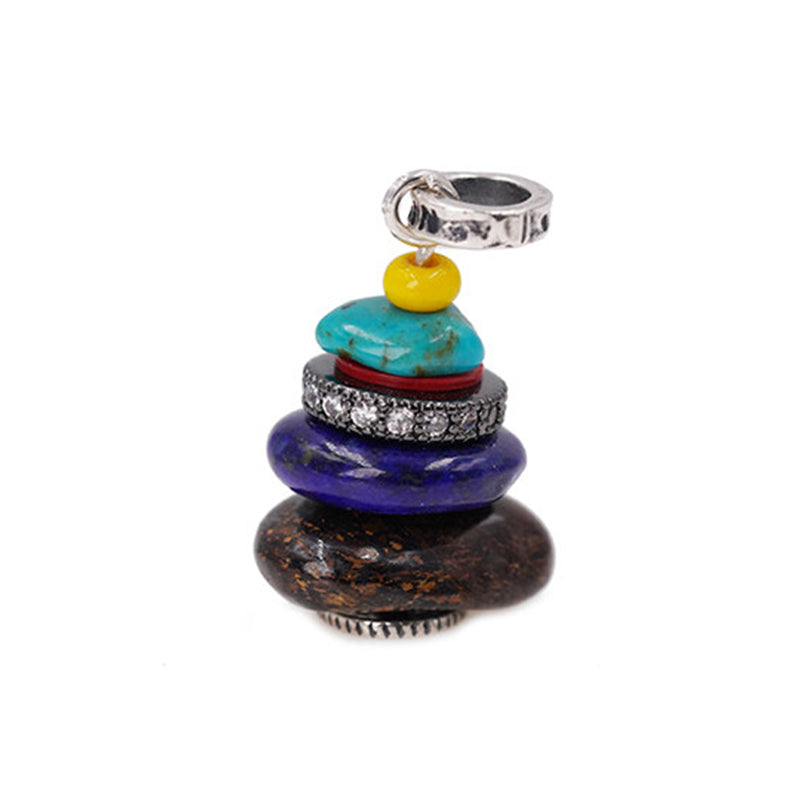 Buddha Stones Zen Cairn Labradorite Różne Kryształy Spokojny Wisiorek Naszyjnik - Wisiorek z jaspisu obrazkowego i lazurytu 10*16mm - image 34