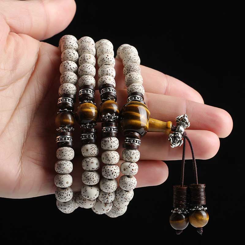 Buddha Stones Ręcznie robione Tybetańskie Tygrysie Oko Bodhi Bransoletka Spokoju