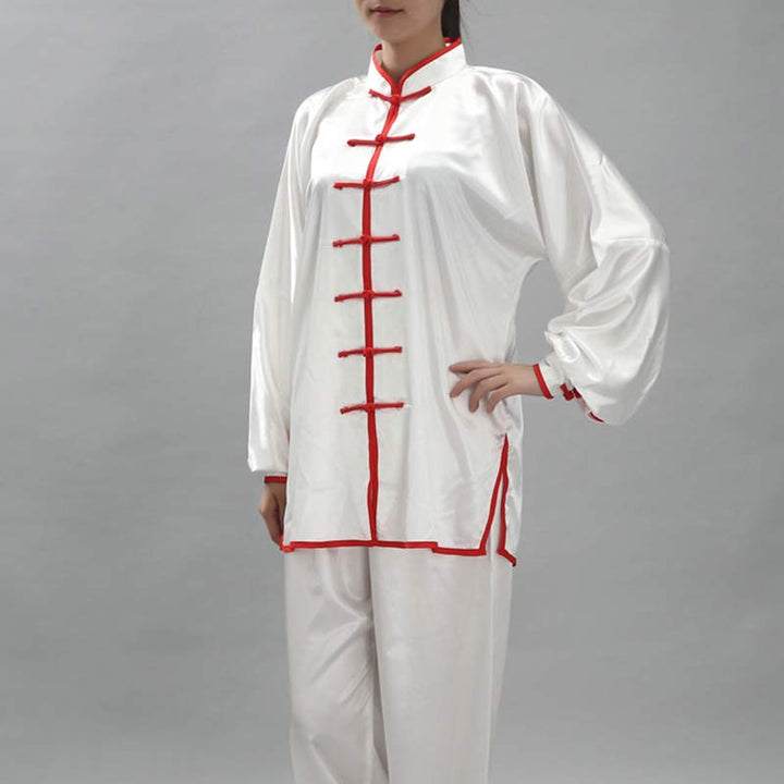 Buddha Stones Prosty wzór Medytacja Modlitwa Duchowy Zen Tai Chi Qigong Praktyka Unisex Zestaw Ubrań - Biały + Czerwona Krawędź - 3XL - ODPOWIEDNIE DLA USA/ UK/AU/ EU- 2XL - image 25