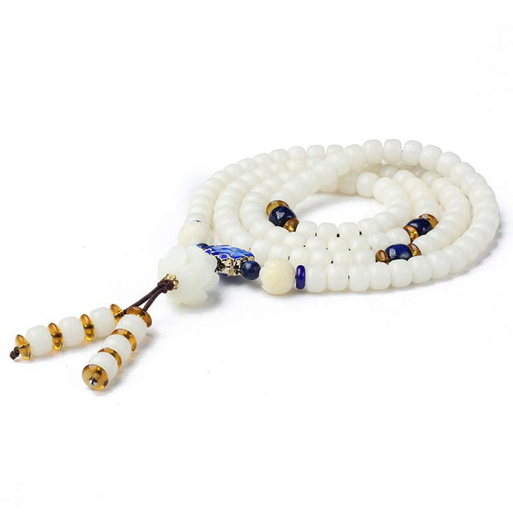 Bransoletka Buddha Stones Biały Bodhi Lotus Mala Focus