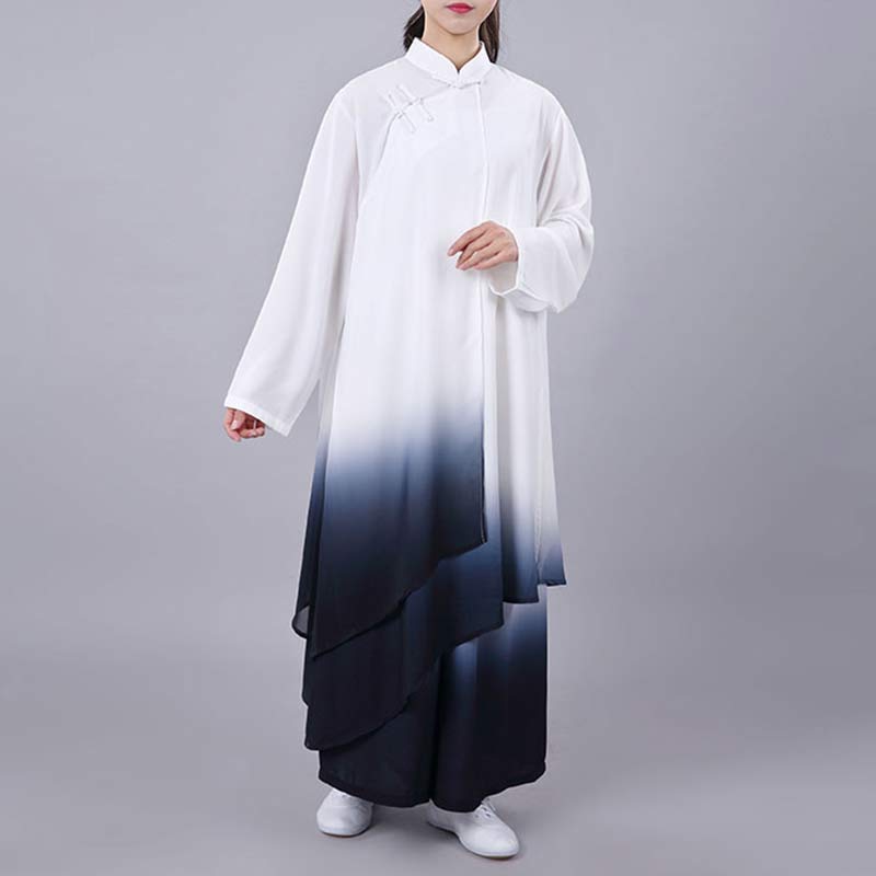 Buddha Stones Gradient Malowanie Medytacja Modlitwa Duchowy Zen Tai Chi Qigong Praktyka Unisex Zestaw Ubrań - image 4